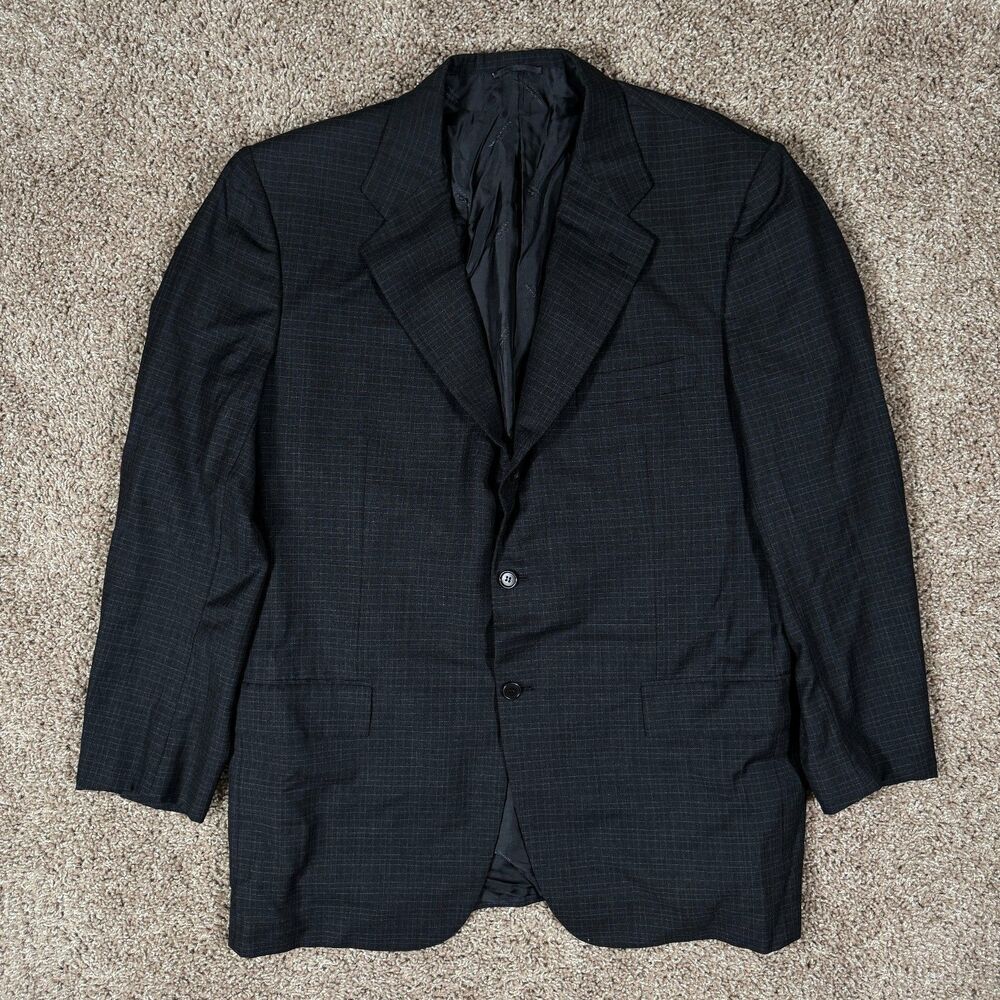 Kiton for Bergdorf’s Men’s Jacket Sz 46, Black Grey Wool Italy